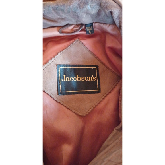 VTG JACOBSON'S Tan Leather Bomber Jacket Men's Large Soft Y2K Retro Classic - Picture 5 of 5